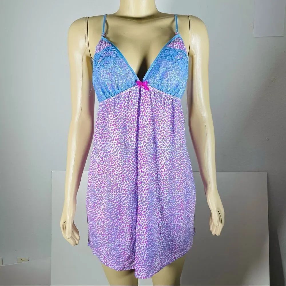 NWT Purple Lilac Pink Cheetah Print Lacey Chemise